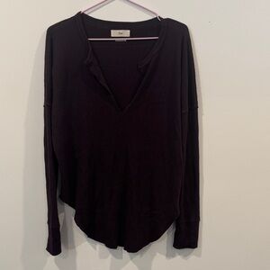 Aritzia TNA Waffle Knit Long Sleeve Top | Plum Purple Relaxed Fit